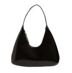 Patent Leather Shiny Underarm Baguette PU Tote Handbags