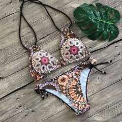 2021 New Women Brazilian Summer Low Waist Print Sexy Swimsuit Bikini Set - Awakening Aesthetics