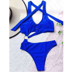 2021 Sexy Hollow One Piece Swimsuit Bandage Push Up High Waist Monokini Swimwear - Awakening Aesthetics