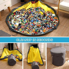 Kids Large Waterproof Play Mat Toy Clean-up Basket Storage