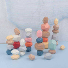 Children's Wooden Colored Stone Jenga Building Block Educational Toy