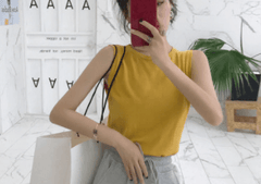 Women Skinny Tees O-Neck Casual Sleeveless