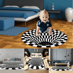 Aesthetic 3D Swirl Print Optical Illusion Non-slip Rug Carpet Floor Pad