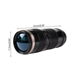 400ml Stainless Steel Drink Water Coffee Tea Camera Lens Shaped Thermos with Lid - Awakening Aesthetics