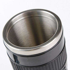 400ml Stainless Steel Drink Water Coffee Tea Camera Lens Shaped Thermos with Lid - Awakening Aesthetics