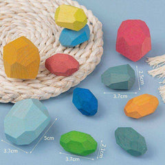 Children's Wooden Colored Stone Jenga Building Block Educational Toy