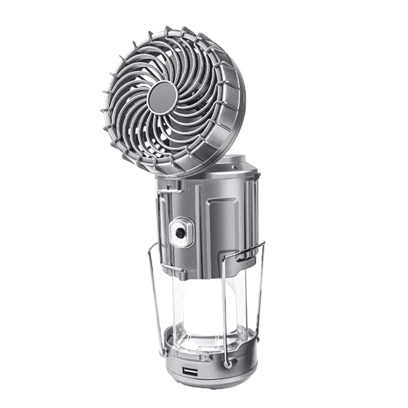 6 in 1 Portable Outdoor LED Camping Lantern With Fan Solar Rechargeable - Awakening Aesthetics