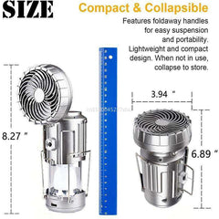 6 in 1 Portable Outdoor LED Camping Lantern With Fan Solar Rechargeable - Awakening Aesthetics