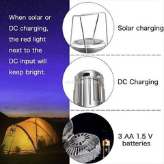 6 in 1 Portable Outdoor LED Camping Lantern With Fan Solar Rechargeable - Awakening Aesthetics
