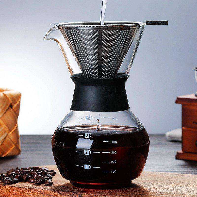 600ml Glass Coffee Kettle with Stainless Steel Filter - Awakening Aesthetics