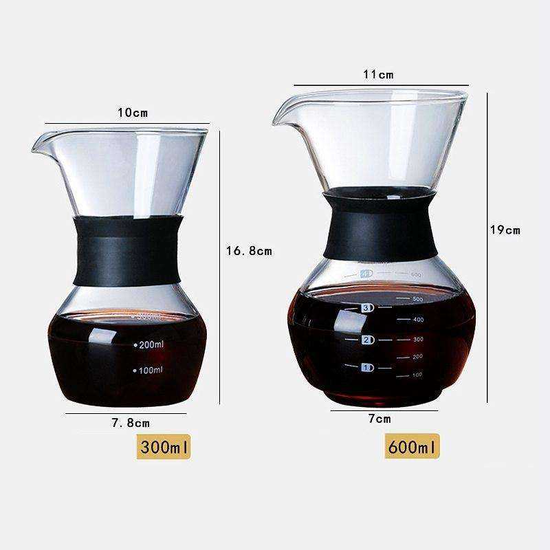 600ml Glass Coffee Kettle with Stainless Steel Filter - Awakening Aesthetics