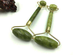 Double Head Green Jade Roller Facial Slimming Elliptical Massager