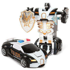 New One-key Automatic Transform Robot Funny Diecasts Plastic Model Car Kid Toys