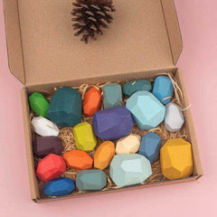 Children's Wooden Colored Stone Jenga Building Block Educational Toy