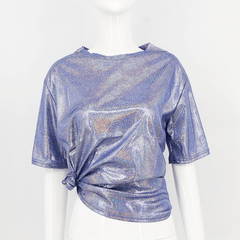 Shiny Loose Stylish Bright Silk T-shirt