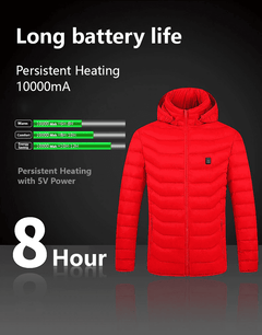 USB Electric Heated Vest Cotton Coat Camping Hiking Thermal Warmer Jacket