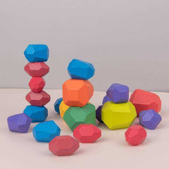 Children's Wooden Colored Stone Jenga Building Block Educational Toy