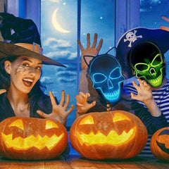 Halloween Skeleton Skull  Mask LED Glow Scary EL-Wire Cosplay Costume