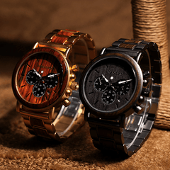 Gold Watch Men Luxury Brand Wooden Wristwatches