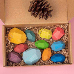 Children's Wooden Colored Stone Jenga Building Block Educational Toy