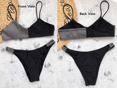 Women's Shiny High Waist Push Up Swimwear Bikini