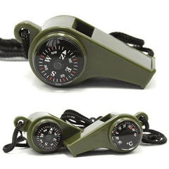 3 in1 Emergency Survival Whistle Compass Thermometer With Rope