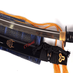 Hand Forged Japanese Black Kill Bill Katana Sword Black Iron Tsuba