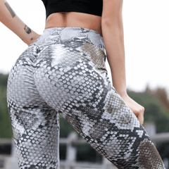 Women High Waisted Snake Print Bum Scrunch Leggings