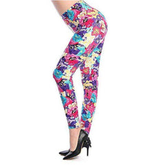 New 2021 Fashion Plus Size Print Flower Guitar Plaid Thin Nine Leggings - Awakening Aesthetics