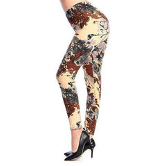 New 2021 Fashion Plus Size Print Flower Guitar Plaid Thin Nine Leggings - Awakening Aesthetics