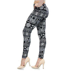 New 2021 Fashion Plus Size Print Flower Guitar Plaid Thin Nine Leggings - Awakening Aesthetics