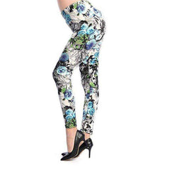 New 2021 Fashion Plus Size Print Flower Guitar Plaid Thin Nine Leggings - Awakening Aesthetics