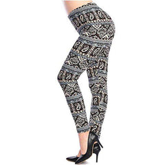 New 2021 Fashion Plus Size Print Flower Guitar Plaid Thin Nine Leggings - Awakening Aesthetics