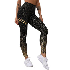 New Hotsale Women Gold Print Leggings No Transparent Exercise Fitness Leggings Push Up Workout Female Pants - Awakening Aesthetics