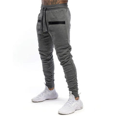 New Mens Jogger Zip pocket Sweatpants Man Gyms Workout Fitness Cotton Trousers Male Casual Fashion Skinny Track Pants Winter - Awakening Aesthetics