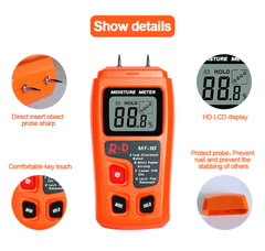 Two Pins Wood Moisture Meter Hygrometer Timber Damp Detector