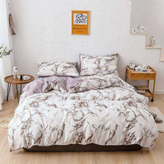 Printed Marble Bed Sets White Black Duvet Cover - Awakening Aesthetics
