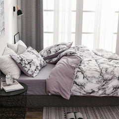 Printed Marble Bed Sets White Black Duvet Cover - Awakening Aesthetics