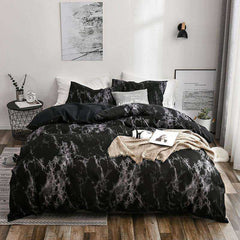 Printed Marble Bed Sets White Black Duvet Cover - Awakening Aesthetics