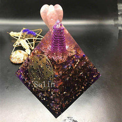 Lucky Awakening Orgonite Crystal Pyramid Sahasrara Chakra Raziel Chakra