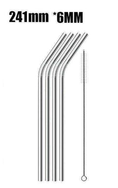 Reusable 304 Stainless Steel Straws & Cleaner Brush