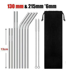 Reusable 304 Stainless Steel Straws & Cleaner Brush