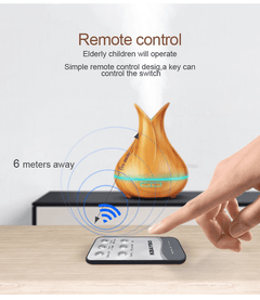 LED Wooden Grain Petal Essential Oil Diffuser