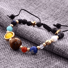 9 Planets Natural Stone Beads Adjustable Bracelet