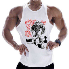 Summer Men Cotton Casual Printed Bodybuilding Gym Fitness Workout Sleeveless Shirt - Awakening Aesthetics