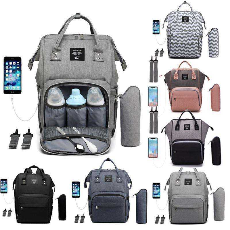 USB Design Waterproof Large Capacity Mummy Diaper Baby Care Pregnant Backpack - Awakening Aesthetics