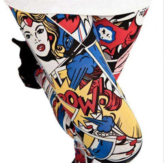 Women Comic Cartoon Printed High Stretch Punk Rock Leggings - Awakening Aesthetics