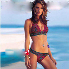 Women New Summer Sexy Ethnic Print Push-up Bandage Swimsuit Bikini Set - Awakening Aesthetics
