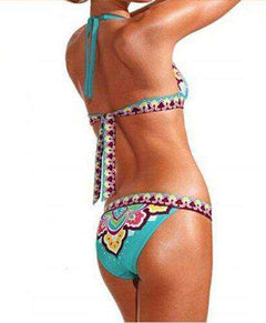 Women New Summer Sexy Ethnic Print Push-up Bandage Swimsuit Bikini Set - Awakening Aesthetics
